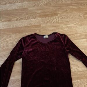 Oleg Cassini Burgundy Velvet Top